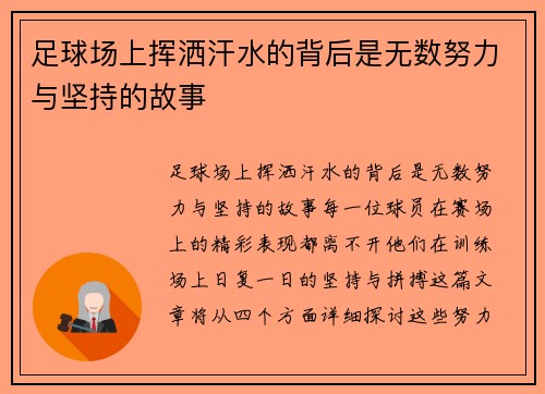 足球场上挥洒汗水的背后是无数努力与坚持的故事